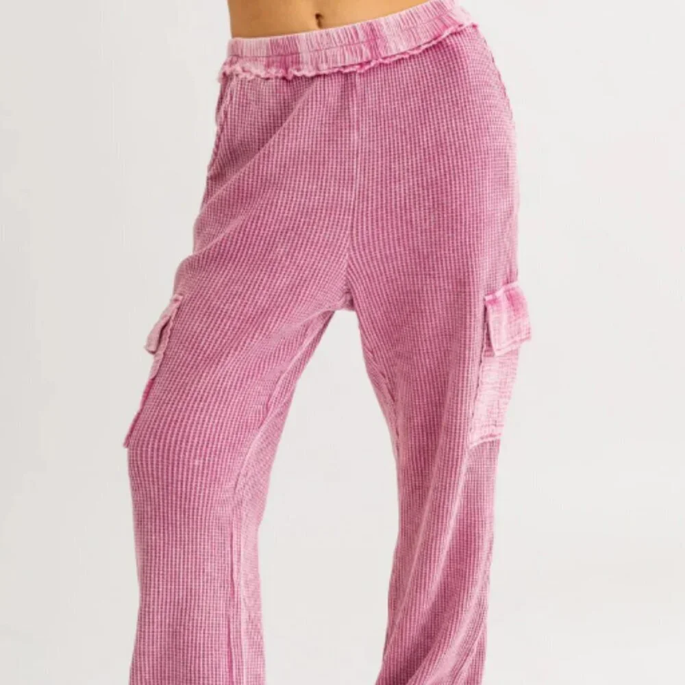 Pink Casual comfy cargo pants